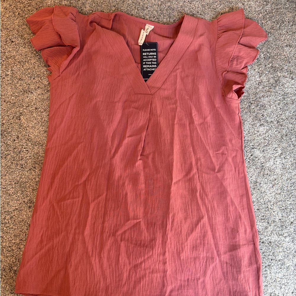 Ruffled Sleeve Pink Top